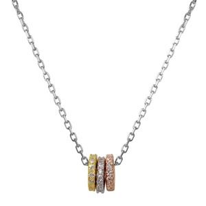 Solid .925 Sterling Silver Tri-Color CZ Necklace